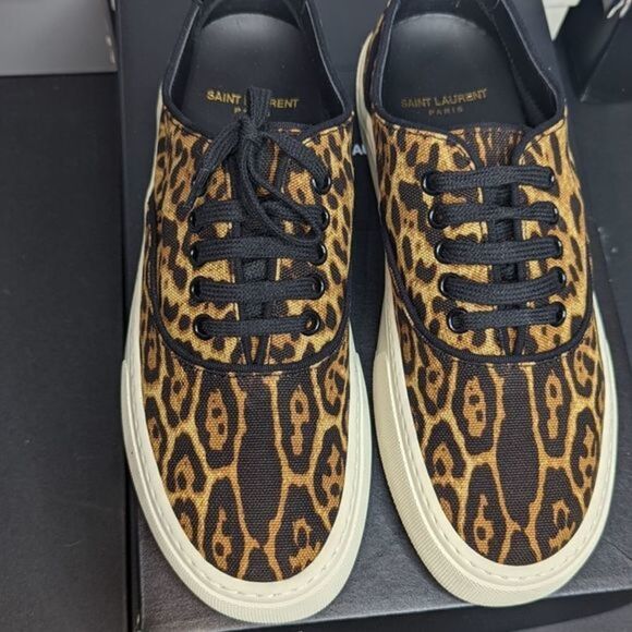 SAINT LAURENT Women's  Cheetah Print Canvas Sneakers sz 11 (41) - Picture 5 of 5